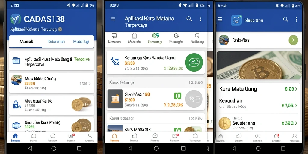 Tampilan antarmuka aplikasi CADAS138 untuk kurs mata uang.