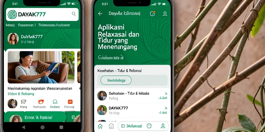 Tampilan antarmuka DAYAK777 yang menenangkan untuk Tidur & Relaksasi.