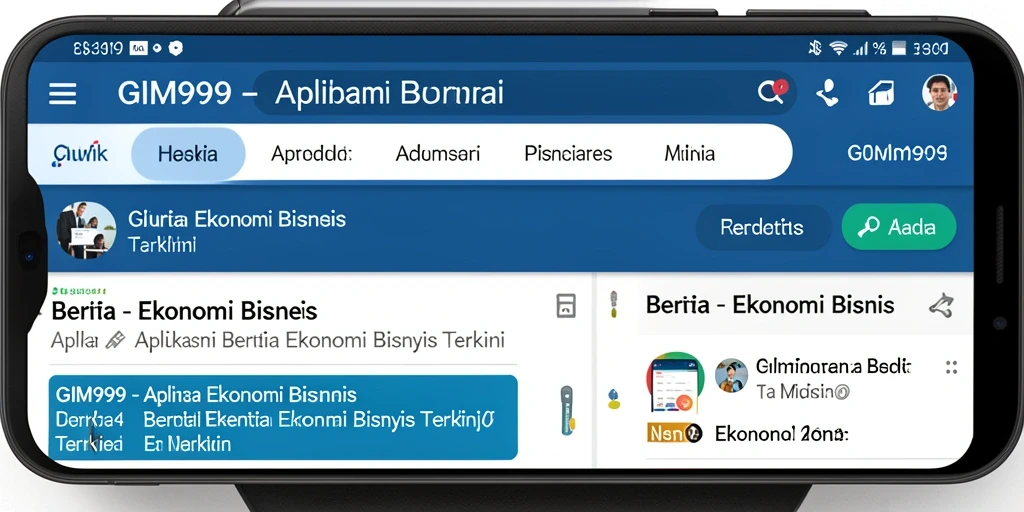 Antarmuka aplikasi GIM999 menampilkan berita ekonomi terbaru.