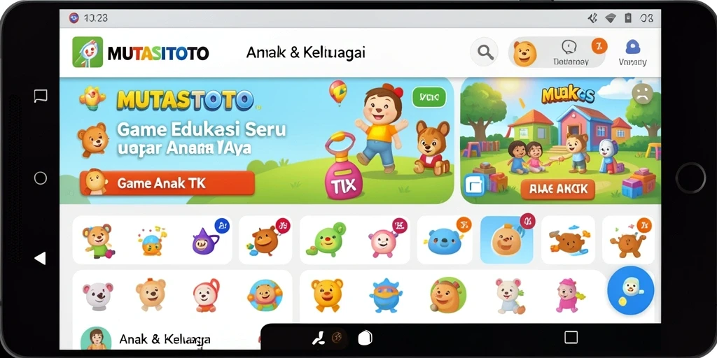 Tampilan antarmuka menarik dari permainan edukasi MUTASITOTO untuk anak-anak.