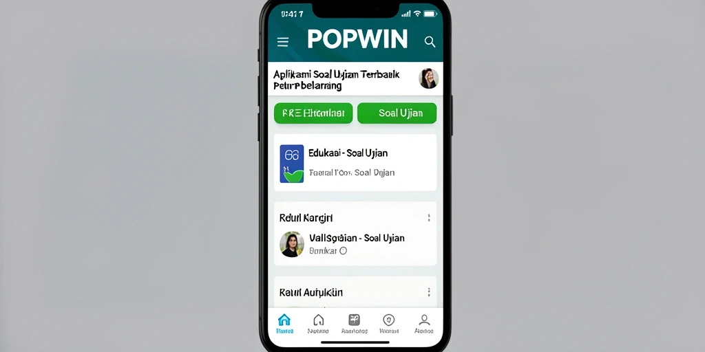 Tampilan antarmuka aplikasi POPWIN untuk Soal Ujian.