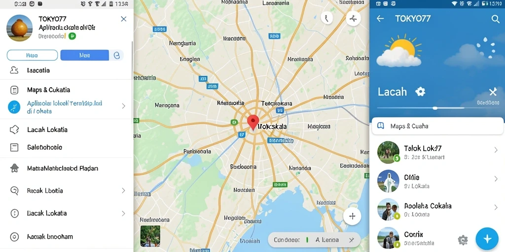 Antarmuka aplikasi TOKYO77 yang intuitif untuk pelacakan lokasi.