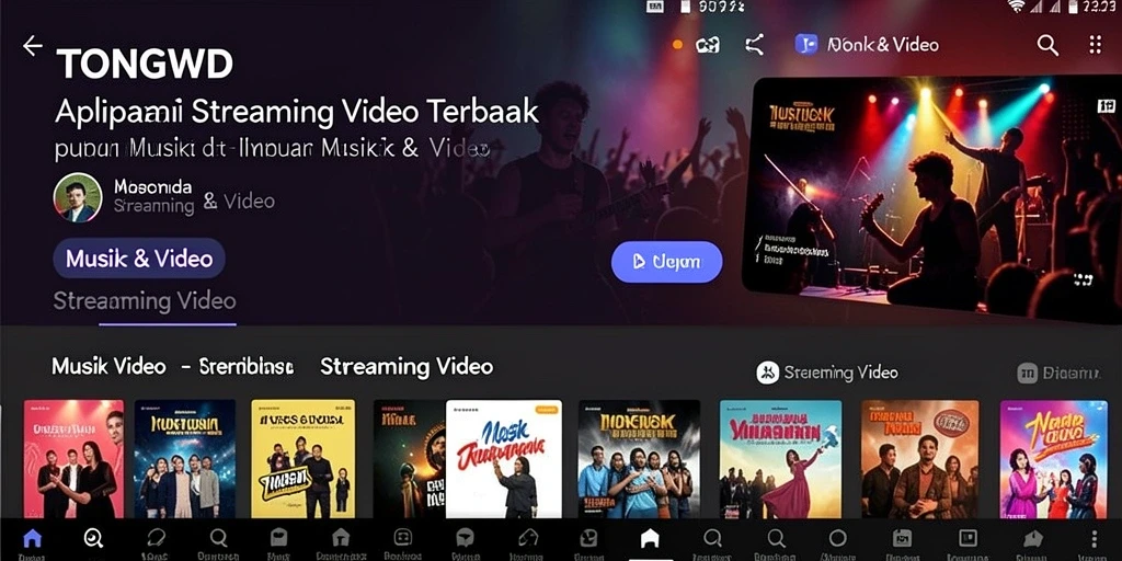 Antarmuka TONGWD yang intuitif untuk streaming video musik.